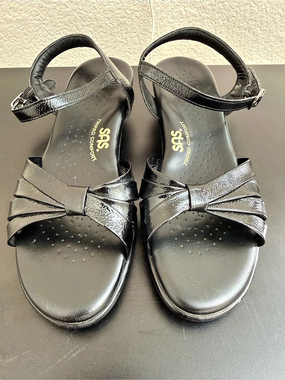 SAS Tripad Comfort Black Wedge Sandals US 7 M